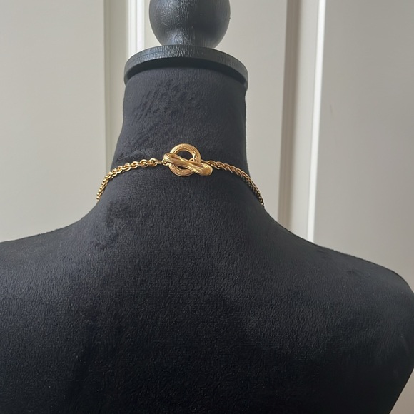 GIVENCHY Necklace Gold Ribbon Chained Gripoix Large Glass Balled Design - Picture 5 of 13